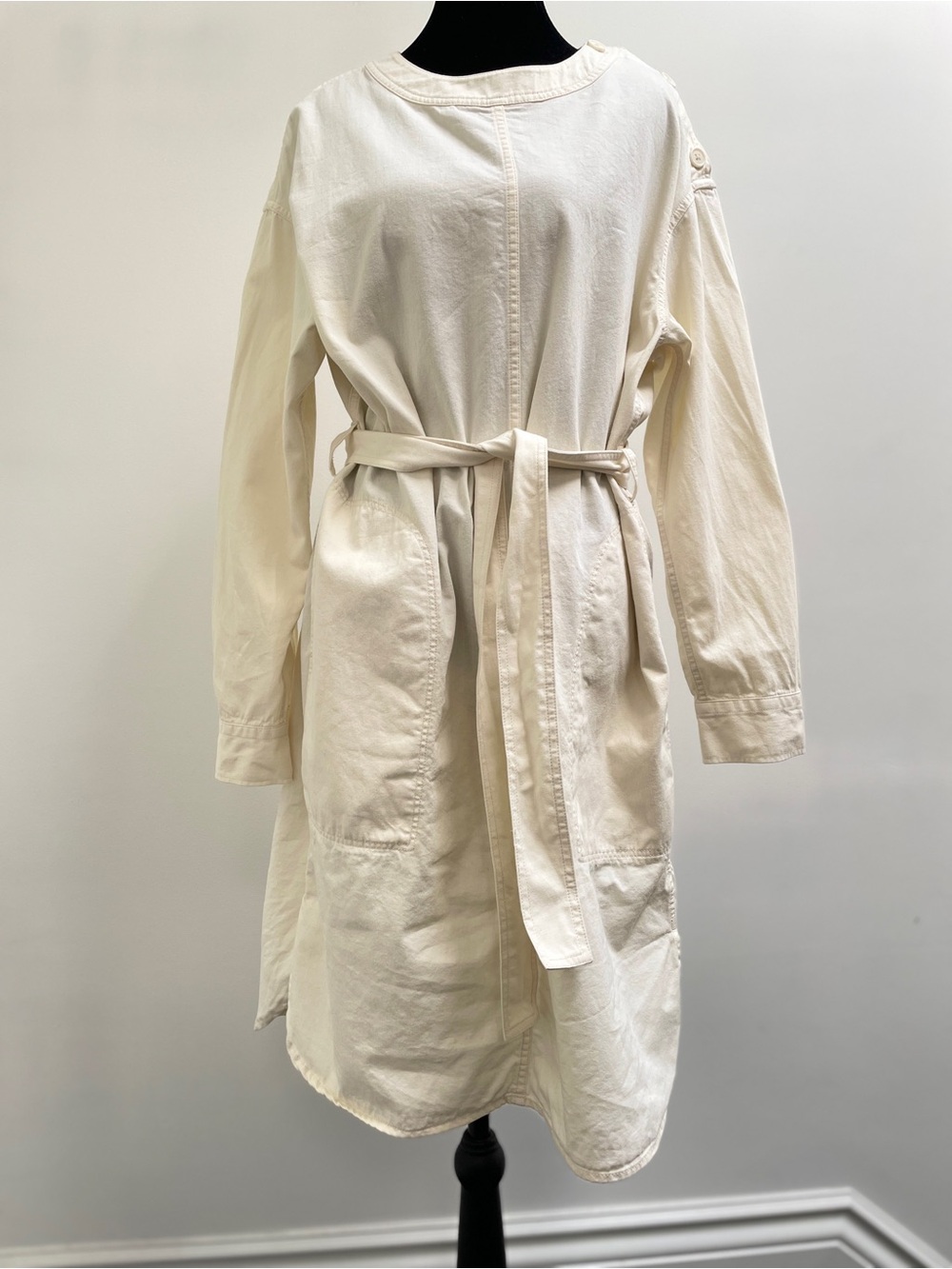 Uniqlo U Cream Cotton Belted Utility Shirt Dress M